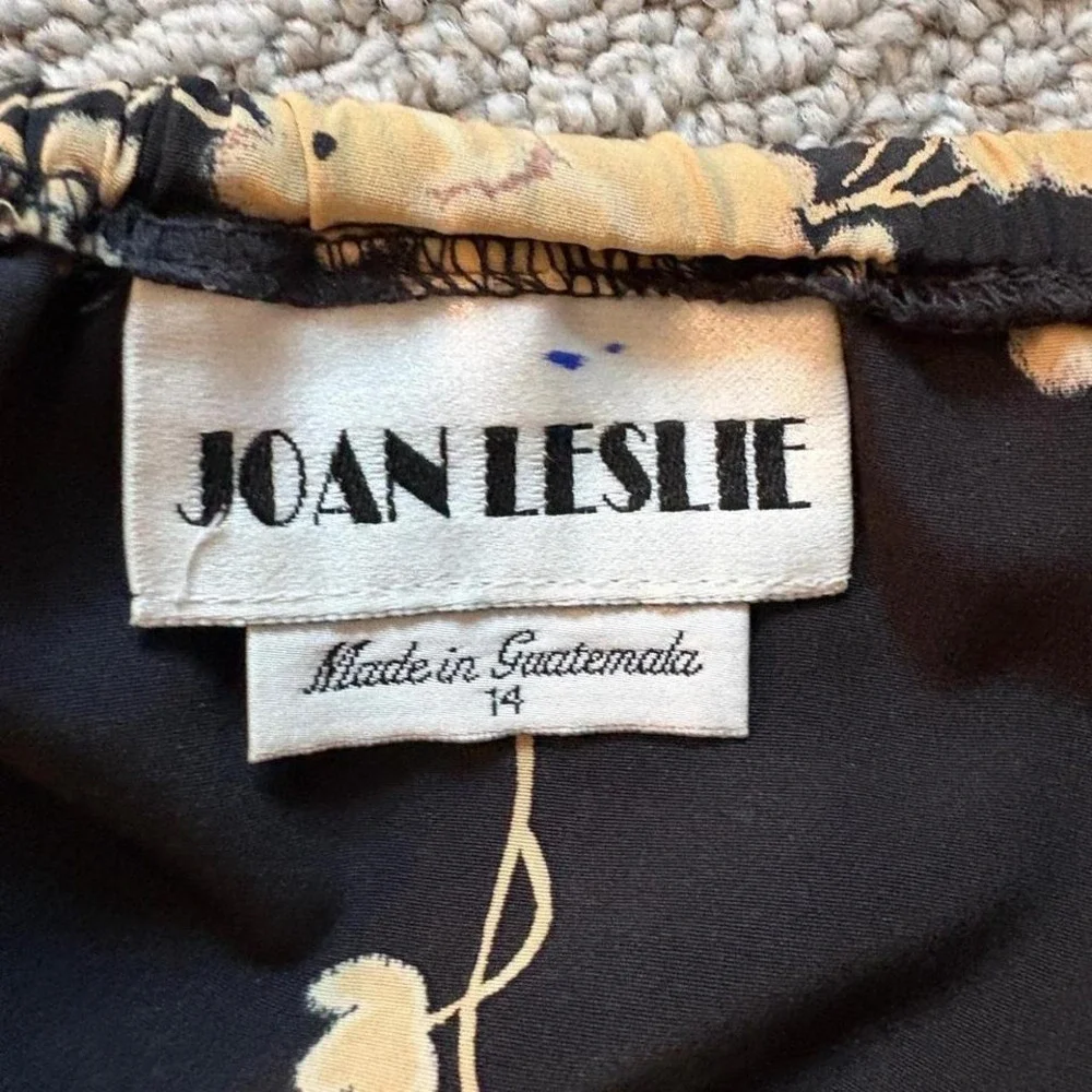 90s Joan Leslie floral maxi skirt a-line whimsigoth black cream women's L 10 12 - Picture 3 of 7